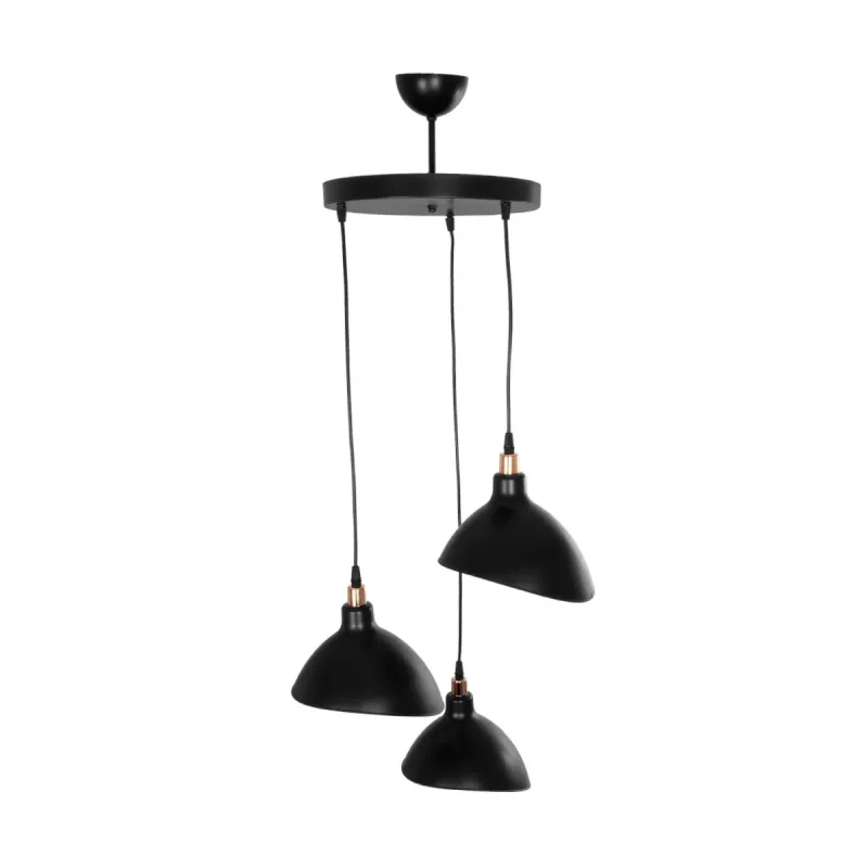GLOBOSTAR® RIVE 203-0144 Μοντέρνο Κρεμαστό Φωτιστικό Οροφής με Ντουί 3 x E27 AC 220-240V IP20 - Μάυρο & Χάλκινο - Μ40 x Π40 x Υ65cm