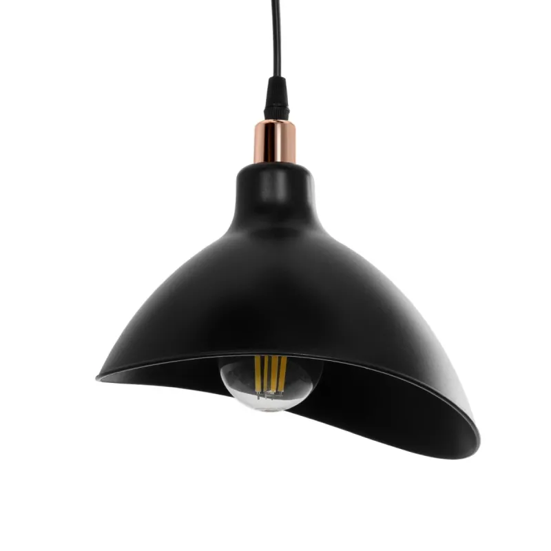 GLOBOSTAR® RIVE 203-0144 Μοντέρνο Κρεμαστό Φωτιστικό Οροφής με Ντουί 3 x E27 AC 220-240V IP20 - Μάυρο & Χάλκινο - Μ40 x Π40 x Υ65cm