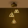 GLOBOSTAR® TRIANGLE 203-0166 Μοντέρνο Κρεμαστό Φωτιστικό Οροφής με Ντουί 3 x E27 AC 220-240V IP20 - Λευκό & Χρυσό - Μ67 x Π67 x Υ50cm