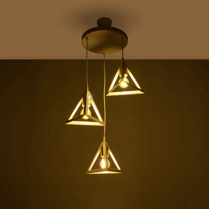 GLOBOSTAR® TRIANGLE 203-0166 Μοντέρνο Κρεμαστό Φωτιστικό Οροφής με Ντουί 3 x E27 AC 220-240V IP20 - Λευκό & Χρυσό - Μ67 x Π67 x Υ50cm