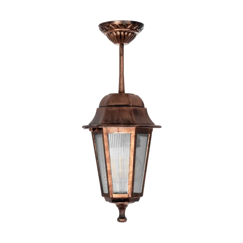 GLOBOSTAR® VITRO 203-0194 Vintage Φωτιστικό Οροφής με Ντουί 1 x E27 AC 220-240V IP44 - Χάλκινο - Μ17 x Π17 x Υ28cm