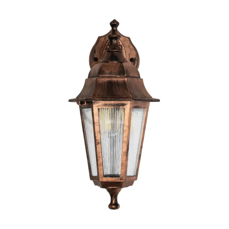 GLOBOSTAR® VITRO 203-0196 Vintage Φωτιστικό Τοίχου - Απλίκα με Ντουί 1 x E27 AC 220-240V IP44 - Χάλκινο - Μ17 x Π20 x Υ36cm