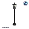 GloboStar® ZARDIN 203-0207 Vintage Επιδαπέδιο Φωτιστικό Κολωνάκι Κήπου Μονόφωτο 1 x E27 IP44 Μαύρο & Διάφανο Πλαστικό - Μ17 x Π17 x Υ92cm