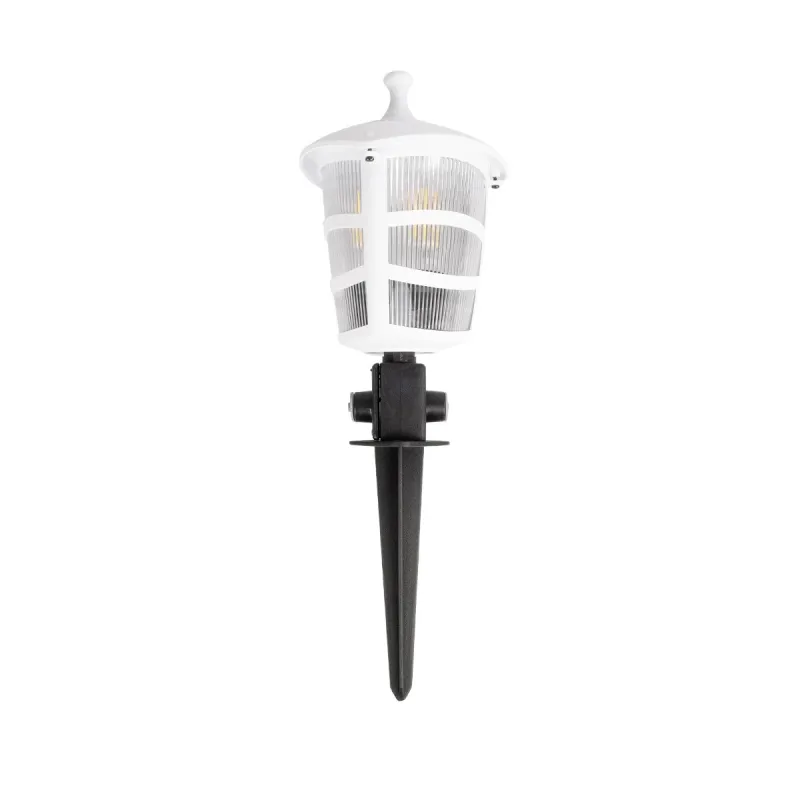GloboStar® ZARDIN 203-0241 Vintage Καρφωτό Φωτιστικό Φαναράκι Μονόφωτο 1 x E27 IP44 Λευκό & Διάφανο Πλαστικό - Μ17 x Π17 x Υ50cm