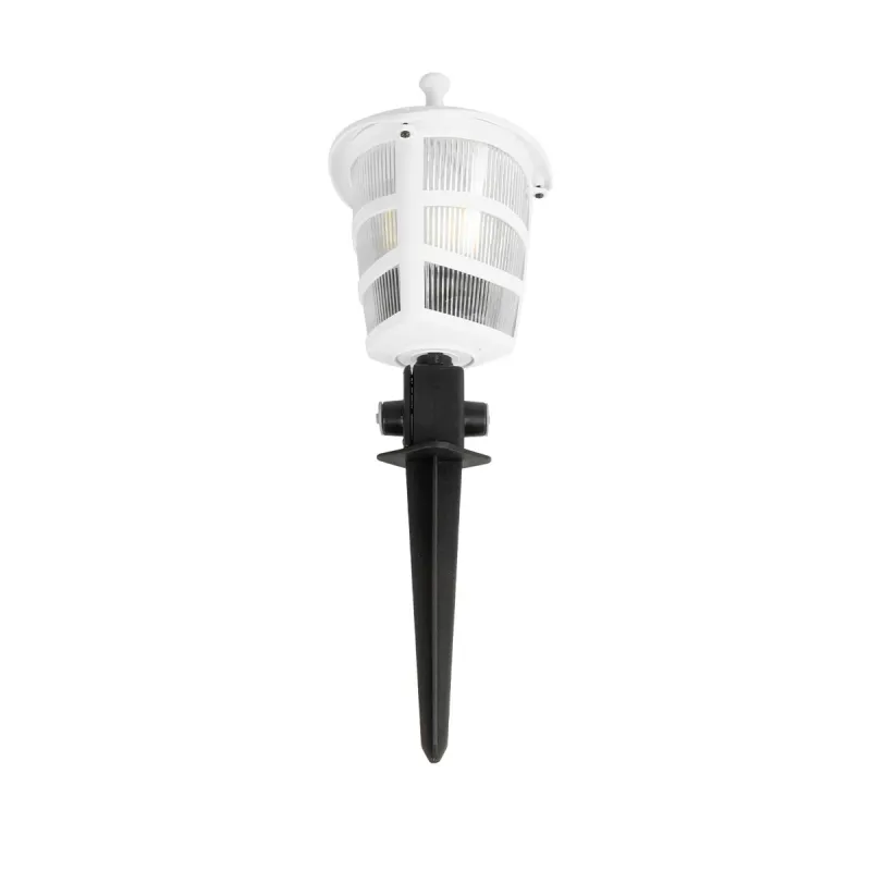 GloboStar® ZARDIN 203-0241 Vintage Καρφωτό Φωτιστικό Φαναράκι Μονόφωτο 1 x E27 IP44 Λευκό & Διάφανο Πλαστικό - Μ17 x Π17 x Υ50cm