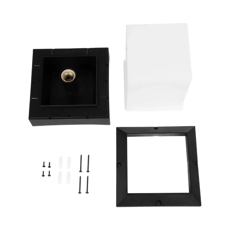 GloboStar® CUBIX 203-0245 Μοντέρνο Επιδαπέδιο Φωτιστικό Μονόφωτο 1 x E27 IP44 Μαύρο Πλαστικό - Μ22.5 x Π22.5 x Υ25cm