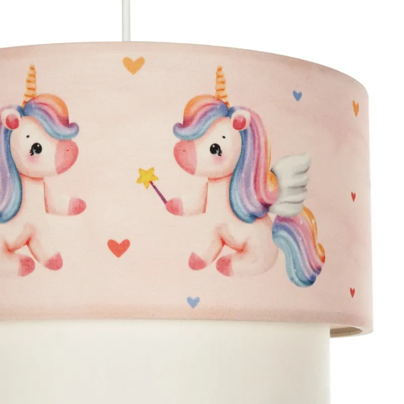 GLOBOSTAR® PONY 204-0016 Παιδικό Κρεμαστό Φωτιστικό Οροφής με Ντουί 1 x E27 AC 220-240V IP20 - Ροζ - Μ30 x Π30 x Υ24cm