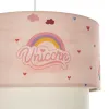 GLOBOSTAR® PONY 204-0016 Παιδικό Κρεμαστό Φωτιστικό Οροφής με Ντουί 1 x E27 AC 220-240V IP20 - Ροζ - Μ30 x Π30 x Υ24cm