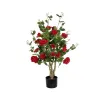 GloboStar® Artificial Garden RED ROSES 21070 Τεχνητό Διακοσμητικό ΦυτόΤριανταφυλλιά Μ50 x Π50 x Υ90cm