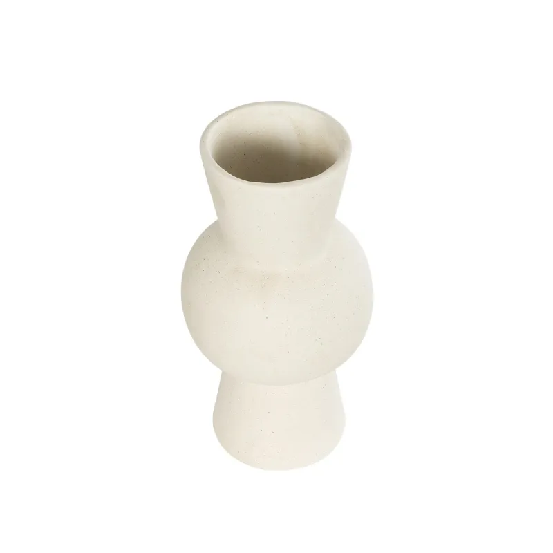 GloboStar® Artificial Garden BANGKOK 21274 Διακοσμητικό Κεραμικό Βάζο Μπεζ Μ12.5 x Π12.5 x Υ23cm