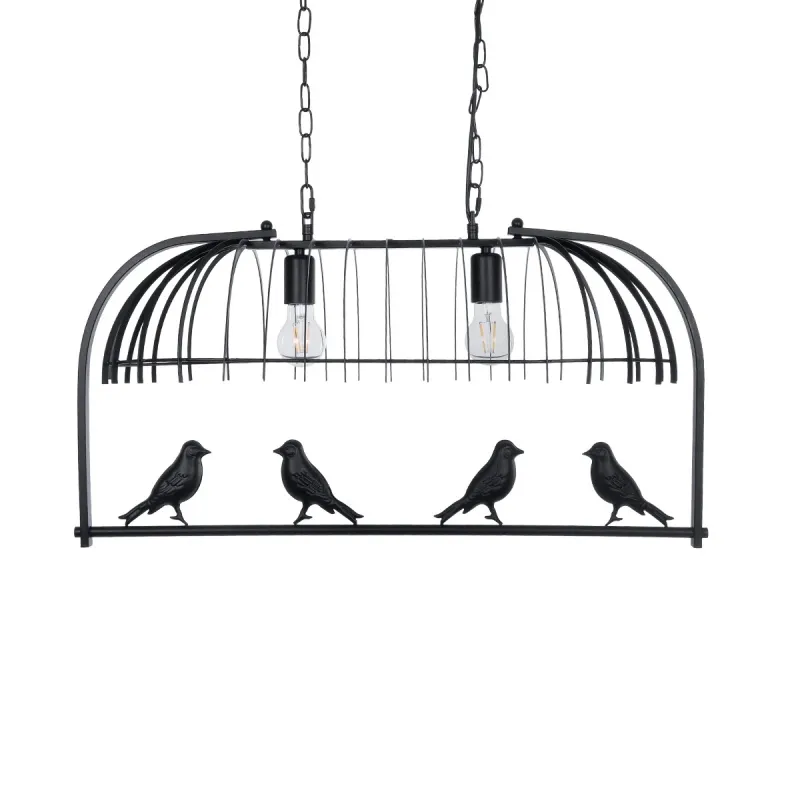 GLOBOSTAR® NEST 01643 Vintage Κρεμαστό Φωτιστικό Οροφής με Ντουί 2 x E27 AC 220-240V IP20 - Μαύρο & Πράσινο - Μ76 x Π36 x Y37cm