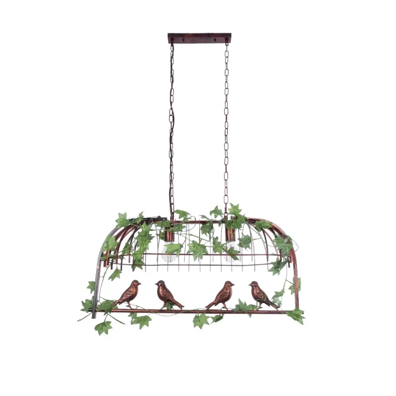 GLOBOSTAR® NEST 01645 Vintage Κρεμαστό Φωτιστικό Οροφής με Ντουί 2 x E27 AC 220-240V IP20 - Χάλκινο & Πράσινο - Μ76 x Π36 x Y37cm