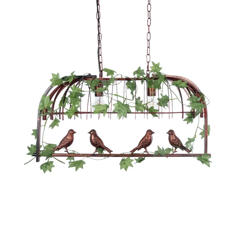 GLOBOSTAR® NEST 01645 Vintage Κρεμαστό Φωτιστικό Οροφής με Ντουί 2 x E27 AC 220-240V IP20 - Χάλκινο & Πράσινο - Μ76 x Π36 x Y37cm