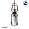 GLOBOSTAR® LAVERA 201-0124 Vintage Κρεμαστό Φωτιστικό Οροφής με Ντουί 1 x E27 AC 220-240V IP20 - Μαύρο & Μπρούτζινο - Μ14 x Π14 x Υ44cm