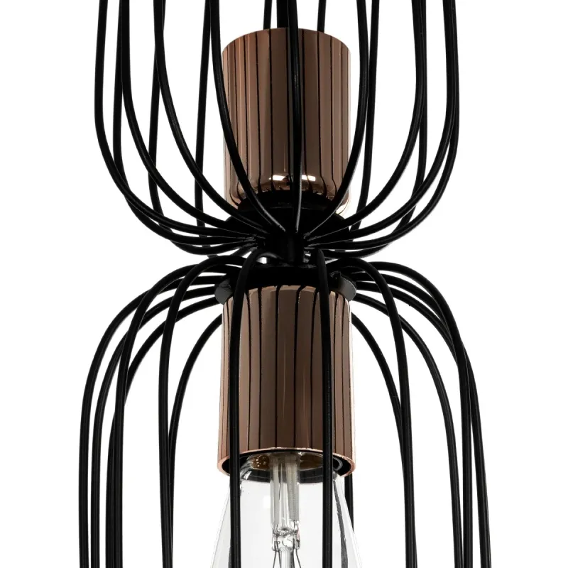 GLOBOSTAR® LAVERA 201-0124 Vintage Κρεμαστό Φωτιστικό Οροφής με Ντουί 1 x E27 AC 220-240V IP20 - Μαύρο & Μπρούτζινο - Μ14 x Π14 x Υ44cm