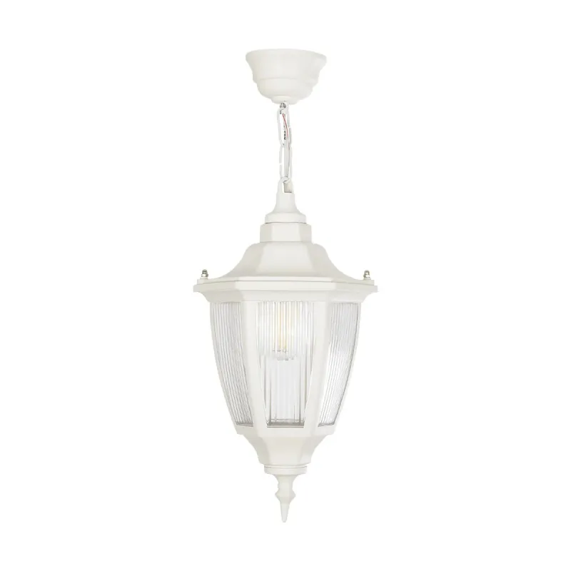 GLOBOSTAR® ENGLAND 202-0014 Vintage Κρεμαστό Φωτιστικό Οροφής με Ντουί 1 x E27 AC 220-240V IP44 - Λευκό - Μ20 x Π20 x Υ35cm