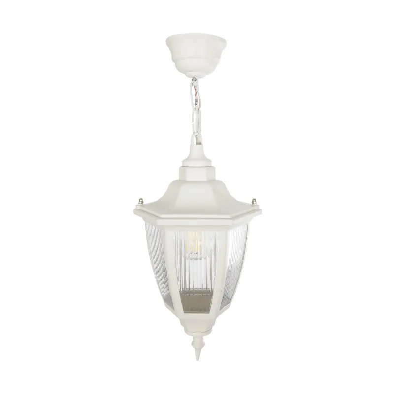 GLOBOSTAR® ENGLAND 202-0014 Vintage Κρεμαστό Φωτιστικό Οροφής με Ντουί 1 x E27 AC 220-240V IP44 - Λευκό - Μ20 x Π20 x Υ35cm