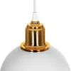 GLOBOSTAR® ΗUT 203-0147 Μοντέρνο Κρεμαστό Φωτιστικό Οροφής με Ντουί 1 x E27 AC 220-240V IP20 - Λευκό & Χρυσό - Μ18 x Π18 x Υ18cm