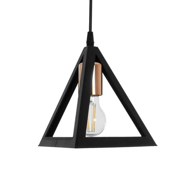 GLOBOSTAR® TRIANGLE 203-0161 Μοντέρνο Κρεμαστό Φωτιστικό Οροφής με Ντουί 1 x E27 AC 220-240V IP20 - Μάυρο & Χάλκινο - Μ24 x Π24 x Υ22cm