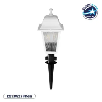 GloboStar® SOLME 203-0223 Vintage Καρφωτό Φωτιστικό Φαναράκι Μονόφωτο 1 x E27 IP44 Λευκό & Διάφανο Πλαστικό - Μ22 x Π22 x Υ35cm