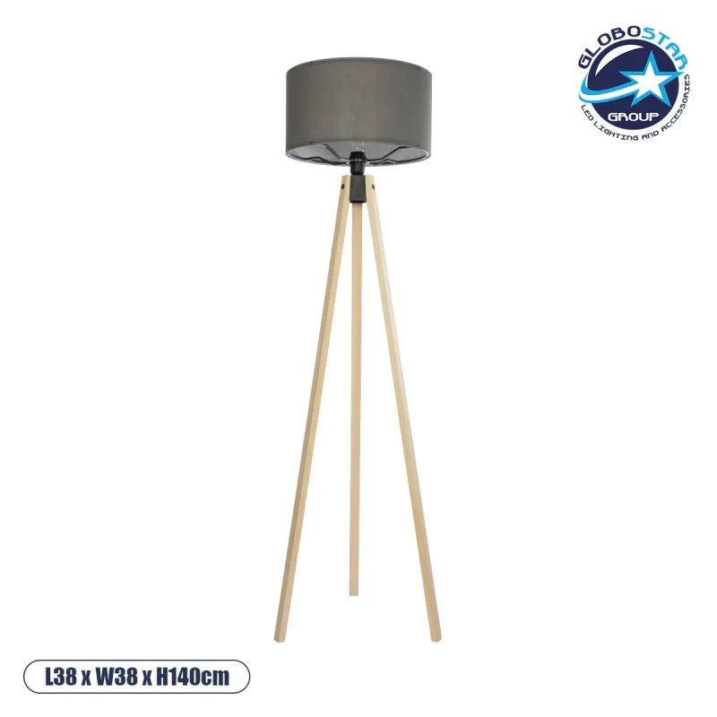 GLOBOSTAR® SAGA 204-0044 Μοντέρνο Επιδαπέδιο Φωτιστικό με Ντουί 1 x E27 AC 220-240V IP20 - Μπεζ & Γκρι - Μ38 x Π38 x Υ140cm
