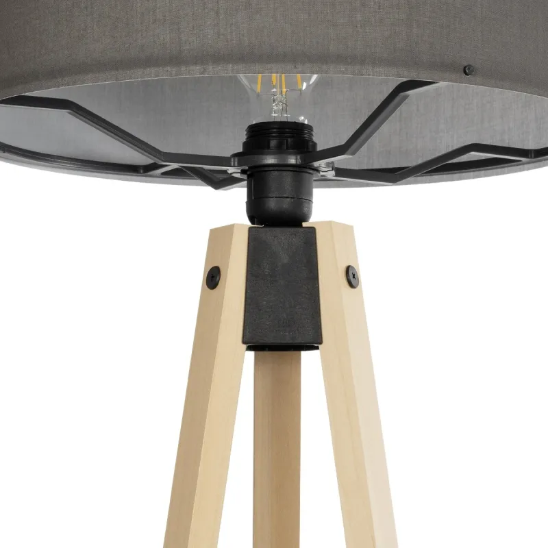 GLOBOSTAR® SAGA 204-0044 Μοντέρνο Επιδαπέδιο Φωτιστικό με Ντουί 1 x E27 AC 220-240V IP20 - Μπεζ & Γκρι - Μ38 x Π38 x Υ140cm