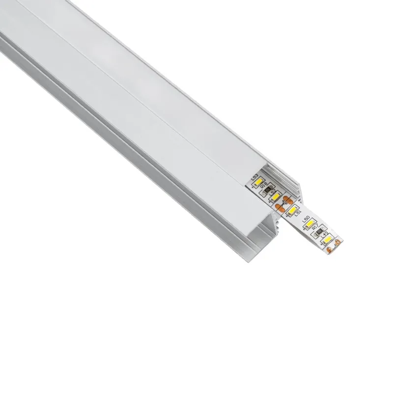 GLOBOSTAR® ALP-R-SHELF DODA 70814-1M Χωνευτό Προφίλ Αλουμινίου Ειδικό για Φωτισμό Ραφιού 18mm με Λευκό Γαλακτερό Πατητό Κάλυμμα για Ταινίες LED IP20 - Ασημί & Λευκό - Μ100 x Π1.5 x Υ2cm
