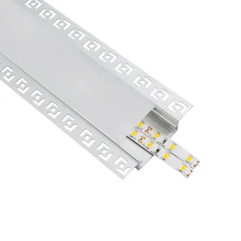 GLOBOSTAR® ALP-PLASTERIN GYPSO 70862-1M Χωνευτό Προφίλ Αλουμινίου Ειδικό για Γυψοσανίδα με Λευκό Γαλακτερό Πατητό Κάλυμμα για Ταινίες LED IP20 - Ασημί & Λευκό - Μ100 x Π8.8 x Υ2cm