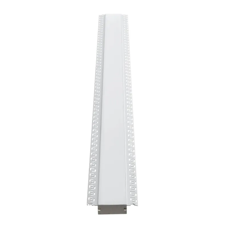 GLOBOSTAR® ALP-PLASTERIN GYPSO 70862-1M Χωνευτό Προφίλ Αλουμινίου Ειδικό για Γυψοσανίδα με Λευκό Γαλακτερό Πατητό Κάλυμμα για Ταινίες LED IP20 - Ασημί & Λευκό - Μ100 x Π8.8 x Υ2cm