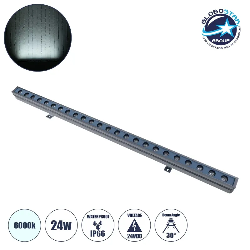 GLOBOSTAR® WASHERMARGO 90153 Μπάρα Φωτισμού Wall Washer LED 24W 2880lm 30° DC 24V Αδιάβροχο IP66 Ψυχρό Λευκό 6000K Dimmable - Bridgelux SMD Chip - Γκρι Ανθρακί - Μ100 x Π8.5 x Υ4cm - 3 Χρόνια Εγγύηση GLOBOSTAR® WASHERMARGO 90153 Μπάρα Φωτισμού Wall Washer LED 24W 2880lm 30° DC 24V Αδιάβροχο IP66 Ψυχρό Λευκό 6000K Dimmable - Bridgelux SMD Chip - Γκρι Ανθρακί - Μ100 x Π8.5 x Υ4cm - 3 Χρόνια Εγγύηση