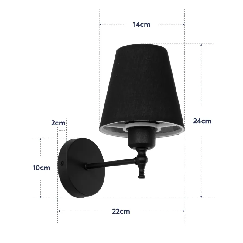 GLOBOSTAR® ELEGANTE 204-0185 Μοντέρνο Φωτιστικό Τοίχου - Απλίκα με Ντουί 1 x E27 AC 220-240V IP20 - Μαύρο - Μ14 x Π22 x Υ24cm