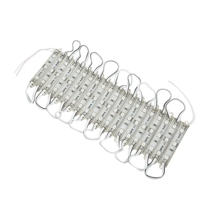 GLOBOSTAR® MODULARI 73703 Module LED 0.8W 60lm 120° DC 12V Αδιάβροχο IP65 3 x SMD5050 Chip Κόκκινο Dimmable - Μ8.6 x Π1.2 x Υ0.5cm - Πακέτο 20 Τεμαχίων - 3 Χρόνια Εγγύηση
