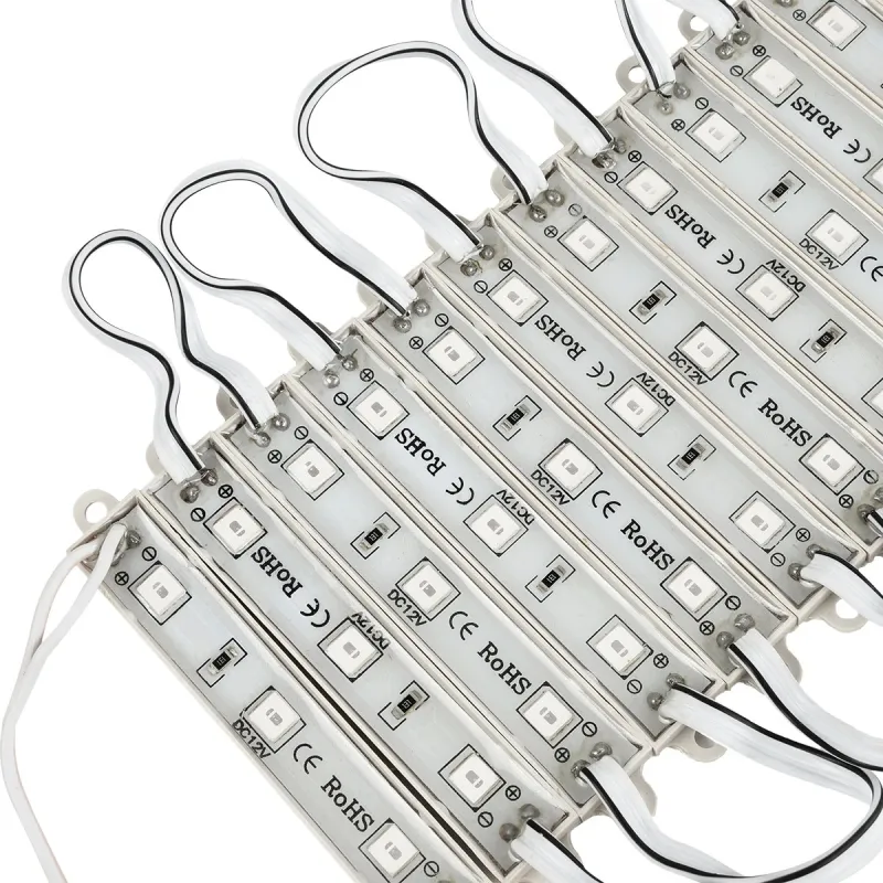 GLOBOSTAR® MODULARI 73703 Module LED 0.8W 60lm 120° DC 12V Αδιάβροχο IP65 3 x SMD5050 Chip Κόκκινο Dimmable - Μ8.6 x Π1.2 x Υ0.5cm - Πακέτο 20 Τεμαχίων - 3 Χρόνια Εγγύηση