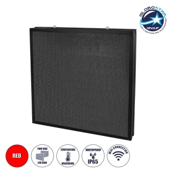 GLOBOSTAR® DISPLAY 90341 Κυλιόμενη Ψηφιακή Επιγραφή P10 Διπλής Όψης LED AC 220-240V Αδιάβροχο IP65 Κόκκινο - WiFi Control μέσω FK APP - Αισθητήρας Θερμοκρασίας & Υγρασίας - Μ102 x Π11 x Υ102cm - 2 Χρόνια Εγγύηση