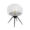 GLOBOSTAR® JAVAN 999-0036 Μοντέρνο Επιτραπέζιο Φωτιστικό Πορτατίφ με Ντουί 1 x E27 AC 220-240V IP20 - Διάφανο & Μαύρο - Μ30 x Π30 x Υ40cm