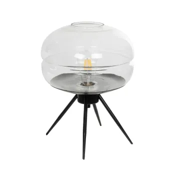 GLOBOSTAR® JAVAN 999-0036 Μοντέρνο Επιτραπέζιο Φωτιστικό Πορτατίφ με Ντουί 1 x E27 AC 220-240V IP20 - Διάφανο & Μαύρο - Μ30 x Π30 x Υ40cm