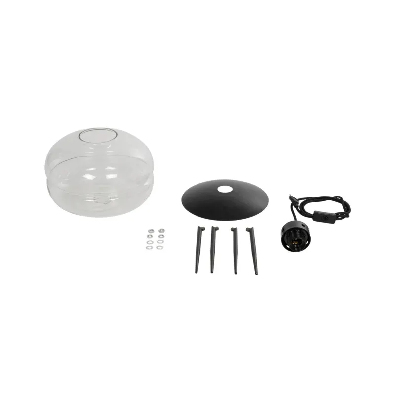 GLOBOSTAR® JAVAN 999-0036 Μοντέρνο Επιτραπέζιο Φωτιστικό Πορτατίφ με Ντουί 1 x E27 AC 220-240V IP20 - Διάφανο & Μαύρο - Μ30 x Π30 x Υ40cm