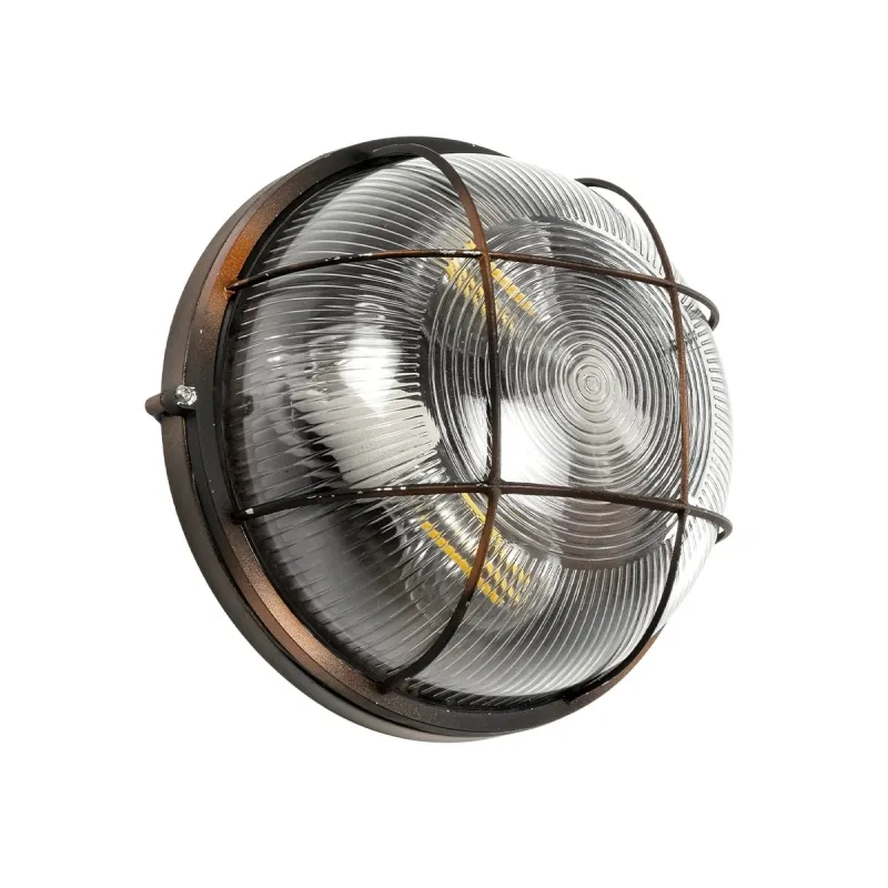 GLOBOSTAR® BOATLIGHT 61624 Vintage Φωτιστικό Καραβοχελώνα Τοίχου & Οροφής με Ντουί 2 x E27 AC 220-240V Αδιάβροχο IP65 - Χάλκινο Παλαιωμένο Εφέ Σκουριάς Ματ - Μ24 x Π24 x Υ11cm