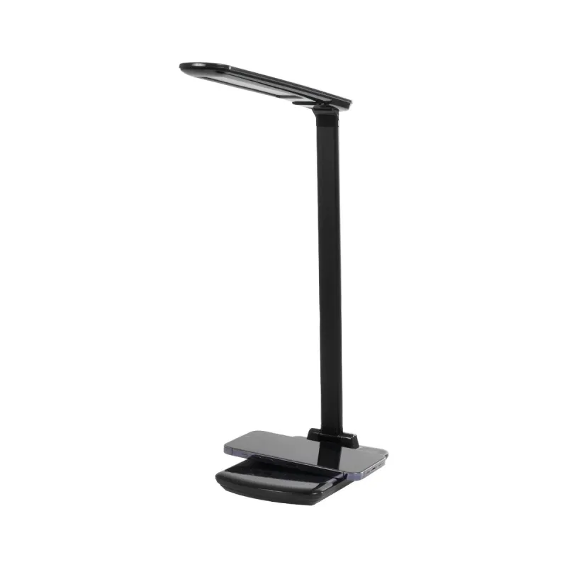 GLOBOSTAR® ONO 76533 Μοντέρνο Επιτραπέζιο Φωτιστικό Γραφείου με Ασύρματη Φόρτιση 10W 2A LED 3.5W 350lm 90° DC 5V με USB-C IP20 Ρυθμιζόμενο Λευκό CCT με Αφή 2700K/4500K/6000K Dimmable - Sanan SMD Chip - Μαύρο - Μ18 x Π12 x Υ36cm - 2 Χρόνια Εγγύηση