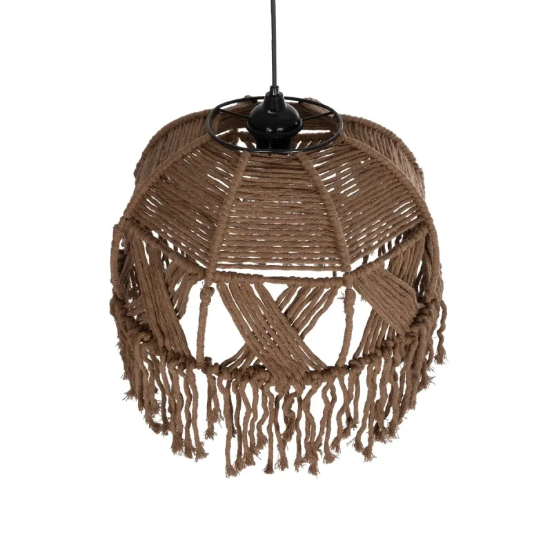 GLOBOSTAR® TONA 205-0016 Boho Κρεμαστό Φωτιστικό Οροφής με Ντουί 1 x E27 AC 220-240V IP20 - Καφέ- M40 x Π40 x Υ38cm