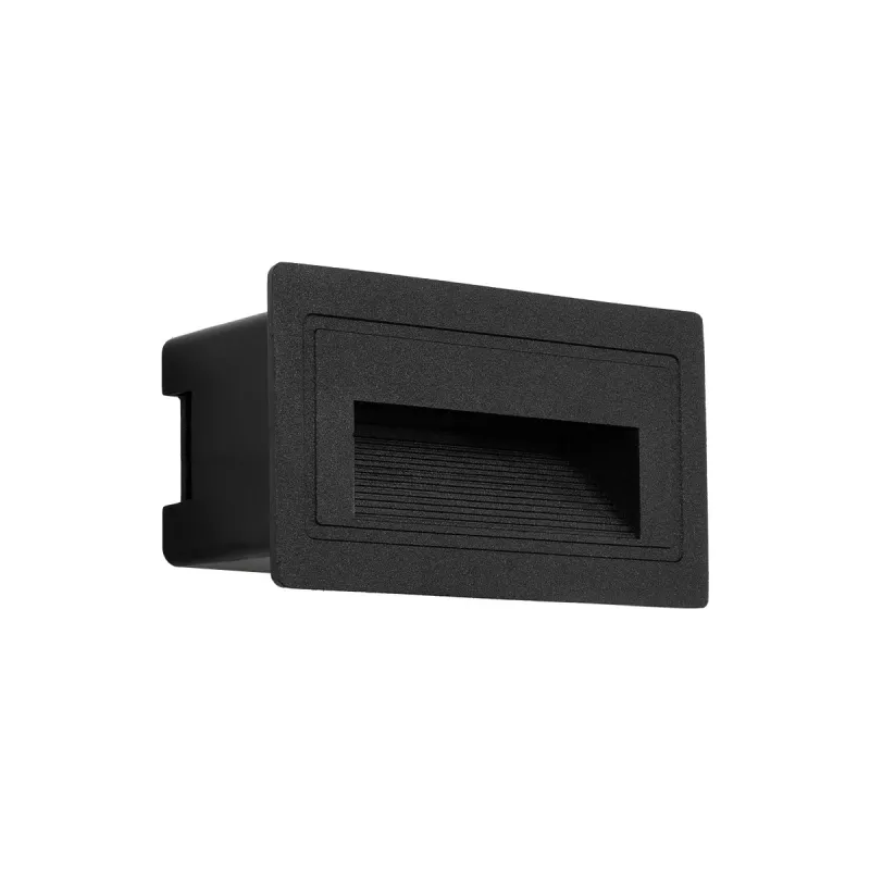 kelvo® STEPART KLV-101-0080 Χωνευτό Φωτιστικό Σκαλοπατιού / Διαδρόμου LED 3W 375lm 45° AC 220-240V Αδιάβροχο IP65 Θερμό Λευκό 2700K - Lumileds SMD Chip & TÜV SÜD Driver - Μαύρο Ματ - Μ10.5 x Π4.5 x Υ6cm / Q9.1 x 4.5cm - 5 Χρόνια Εγγύηση