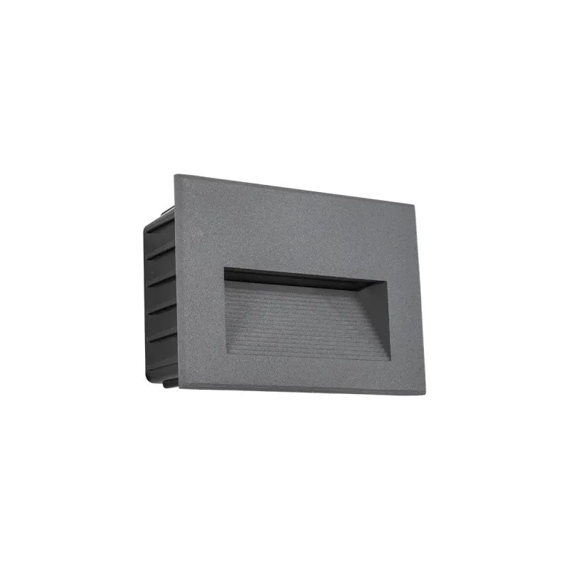 kelvo® STEPART KLV-101-0084 Χωνευτό Φωτιστικό Σκαλοπατιού / Διαδρόμου LED 3W 375lm 45° AC 220-240V Αδιάβροχο IP65 Θερμό Λευκό 2700K - Lumileds SMD Chip & TÜV SÜD Driver - Γκρι Ανθρακί Ματ - Μ11.5 x Π5.3 x Υ8.3cm / Q10.6 x 7.6cm - 5 Χρόνια Εγγύηση