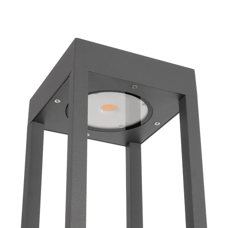 kelvo® GREMO KLV-101-0124 Φωτιστικό Κολωνάκι Κήπου LED 7W 875lm 45° AC 220-240V Αδιάβροχο IP65 Θερμό Λευκό 2700K - Bridgelux COB Chip & TÜV SÜD Driver - Γκρι Ανθρακί Ματ - Μ15 x Π15 x Υ80.5cm - 5 Χρόνια Εγγύηση