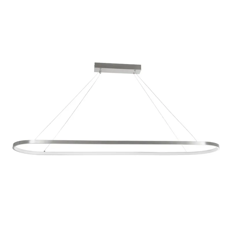 GLOBOSTAR® BOLIVAR 61273 Μοντέρνο Κρεμαστό Φωτιστικό Οροφής LED 54W 6210lm 360° AC 220-240V IP20 Ρυθμιζόμενο Λευκό CCT με Χειριστήριο από 2700K έως 6000K Dimmable - Lumileds SMD Chip - Νίκελ Βούρτσας - Μ120 x Π30 x Υ2cm - 3 Χρόνια Εγγύηση