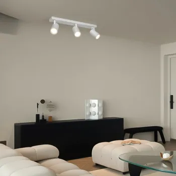 kelvo® SPOTA KLV-101-0139 Κινούμενο Φωτιστικό Σποτ Οροφής για 3 Λάμπες MR16 με Ντουί GU10 AC 220-240V IP20 - Λευκό Ματ - Μ48 x Π6.2 x Υ14cm