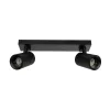 kelvo® SPOTA KLV-101-0136 Κινούμενο Φωτιστικό Σποτ Οροφής για 2 Λάμπες MR16 με Ντουί GU10 AC 220-240V IP20 - Μαύρο Ματ - Μ30 x Π6 x Υ14.5cm