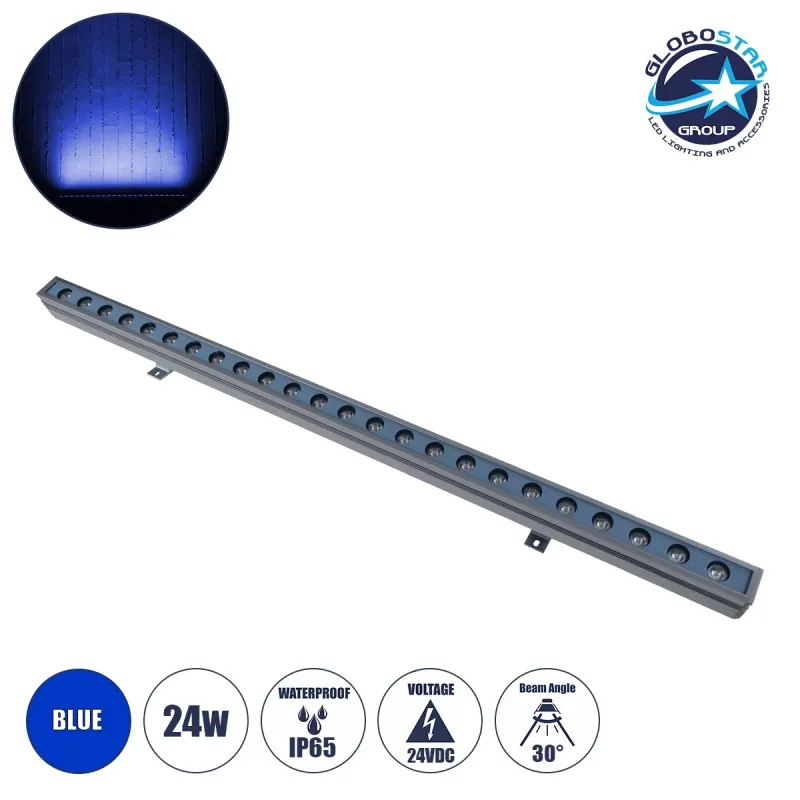 GLOBOSTAR® WASHERMARGO 90154 Μπάρα Φωτισμού Wall Washer LED 24W 2040lm 30° DC 24V Αδιάβροχο IP65 Μπλε Dimmable - Bridgelux SMD Chip - Γκρι Ανθρακί - Μ100 x Π4 x Υ6.4cm - 3 Χρόνια Εγγύηση GLOBOSTAR® WASHERMARGO 90154 Μπάρα Φωτισμού Wall Washer LED 24W 2040lm 30° DC 24V Αδιάβροχο IP65 Μπλε Dimmable - Bridgelux SMD Chip - Γκρι Ανθρακί - Μ100 x Π4 x Υ6.4cm - 3 Χρόνια Εγγύηση