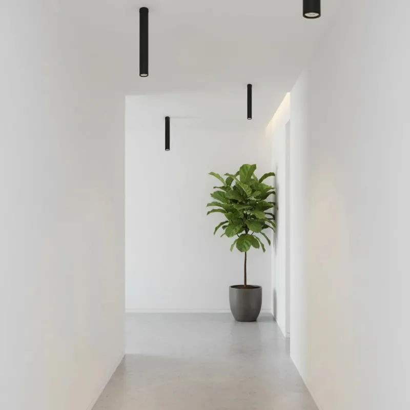 kelvo® DUCT KLV-101-0052 Φωτιστικό Downlight Σποτ για Λάμπα MR16 με Ντουί GU10 AC 220-240V IP20 - Μαύρο Ματ - Μ6 x Π6 x Υ45cm