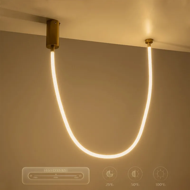 kelvo® GLOW KLV-101-0155 Κρεμαστό Φωτιστικό Οροφής LED 27W 2700lm 360° AC 220-240V IP20 Ρυθμιζόμενο Λευκό CCT με Χειριστήριο από 2700K έως 6000K Dimmable - Lumileds SMD Chip - Χρυσό Πλατίνα - Μ90 x Π9 x Υ95cm - 3 Χρόνια Εγγύηση