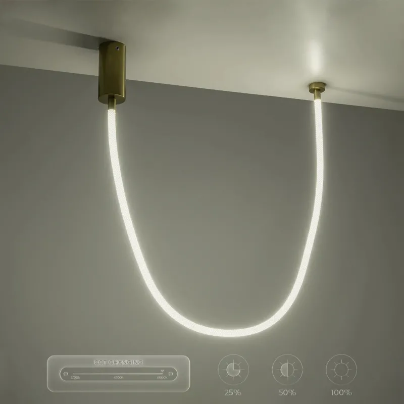 kelvo® GLOW KLV-101-0155 Κρεμαστό Φωτιστικό Οροφής LED 27W 2700lm 360° AC 220-240V IP20 Ρυθμιζόμενο Λευκό CCT με Χειριστήριο από 2700K έως 6000K Dimmable - Lumileds SMD Chip - Χρυσό Πλατίνα - Μ90 x Π9 x Υ95cm - 3 Χρόνια Εγγύηση